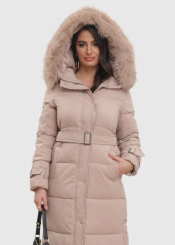 Isalinа beige long jacket with belt