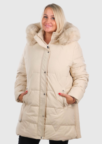 Irini Plus Size beige jacket with hood