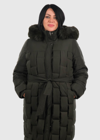 Janet Lielo izmēru tumši zaļa pagarināta jaka