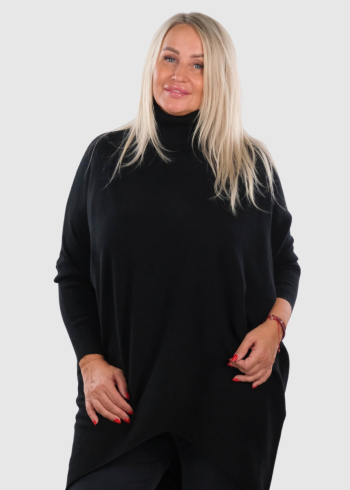 Jurata Plus Size black high neck sweater