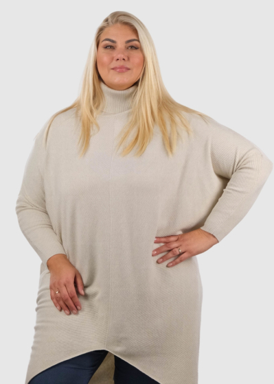 Jurata Plus Size light beige high neck sweater