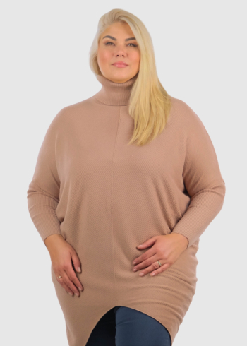 Jurata Plus Size beige high neck sweater
