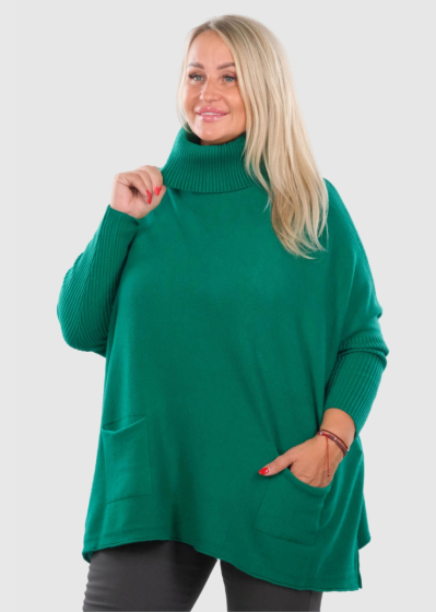 Jiyeon Plus Size green sweater with pockets