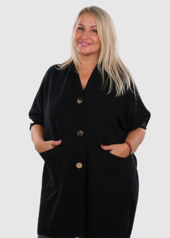 Jonna Plus Size black cardigan with buttons