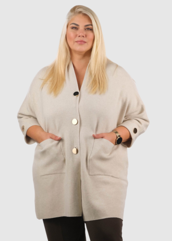 Jonna бежевый кардиган Большого размера с пуговицами