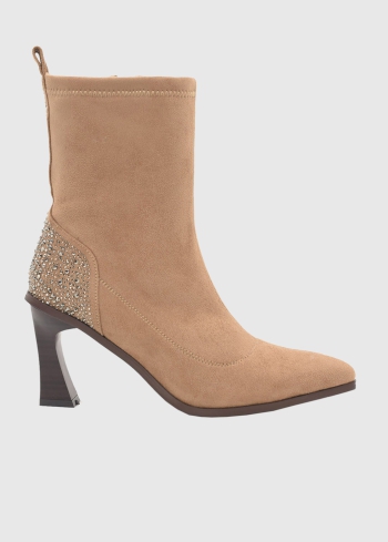 AZAREY beige boots with rhinestones