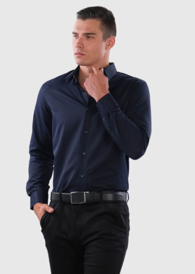 Fahd Slim Fit dark blue long sleeve shirt