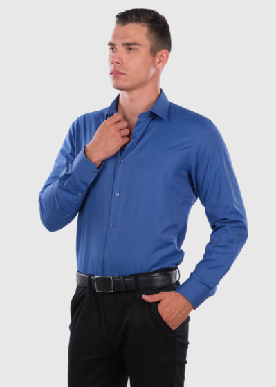 Fahd Slim Fit blue long sleeve shirt