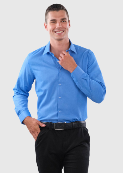 Fahd zils pieguļošais krekls ar garām piedurknēm 