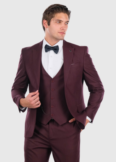 General Slim Fit bordo suit