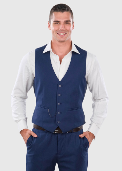 Grell dark blue classic vest with chain