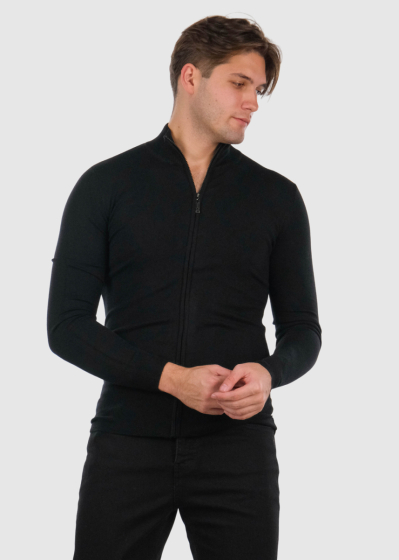 Gilles black mens zipped sweater