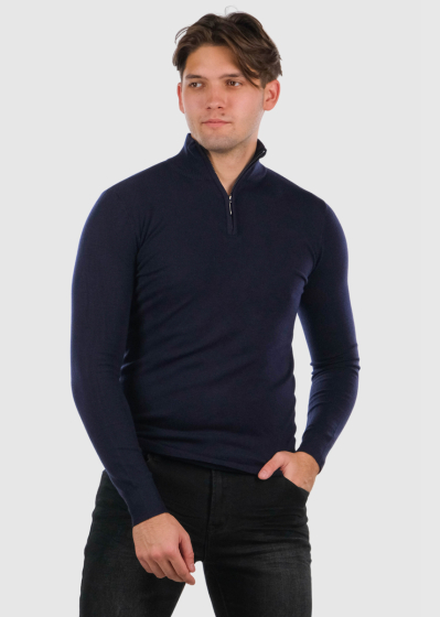 Giovanni dark blue zipped sweater