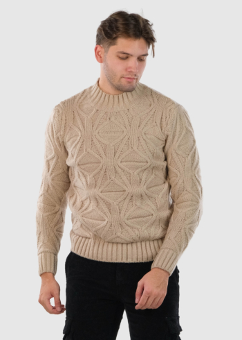 Lefty beige men's knitted sweater
