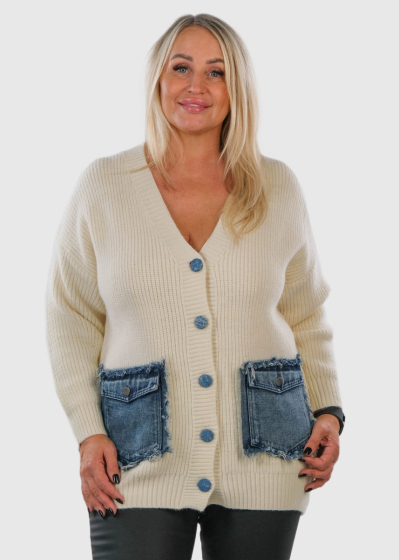 Lumina Plus Size women's cardigan with patch pockets