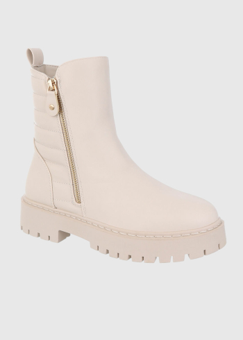 Leanne beige side zip boots