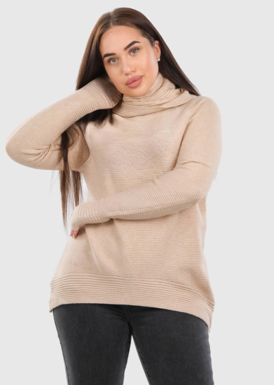 Luz light beige high neck sweater