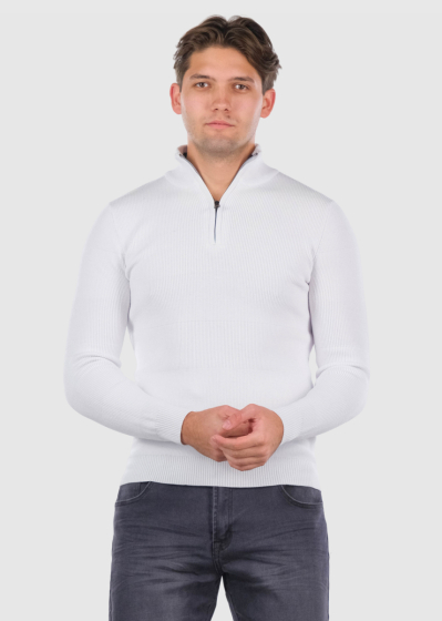 Larsen white zipped sweater