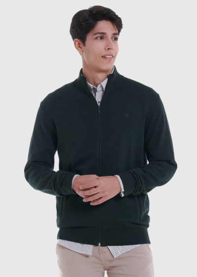 Lionel dark green mens zipped sweater