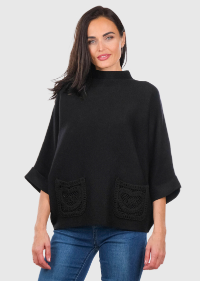 Lezina black sweater with pockets