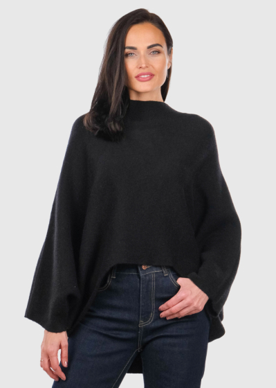 Lidya black sweater with asymmetric hem