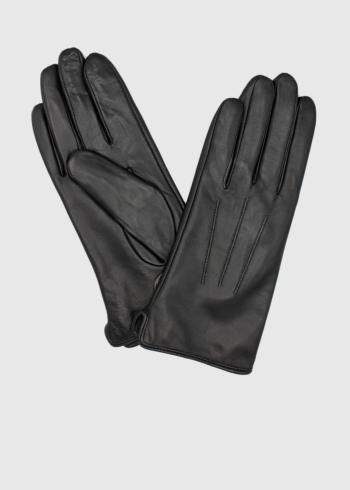 Milky black leather gloves