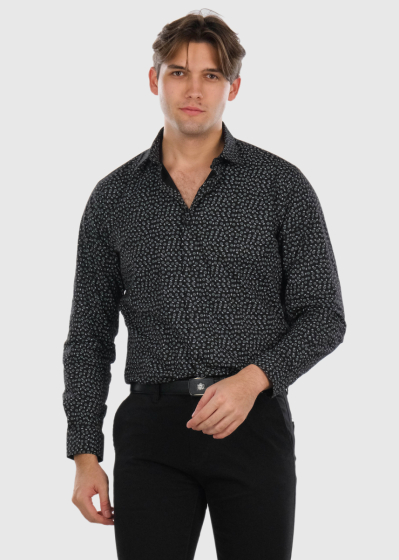 Slim Fit black printed shirt