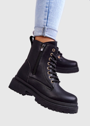 Zama black women's lace-up boots