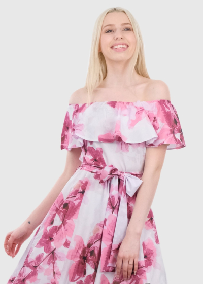 Luisa long evening drop shoulder dress