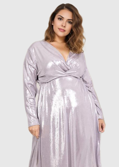 Zaira Plus Size silver evening dress