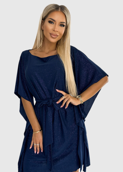 Agata dark blue kleita ar jostu