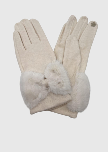 Zevide white fur inserts gloves