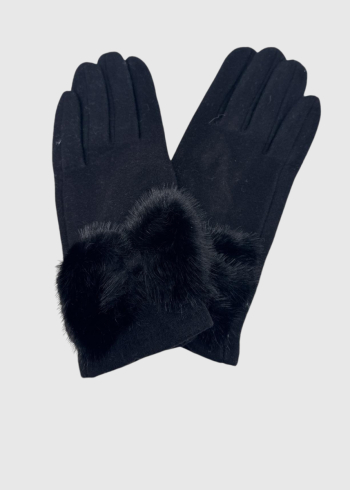 Zevide black fur inserts gloves