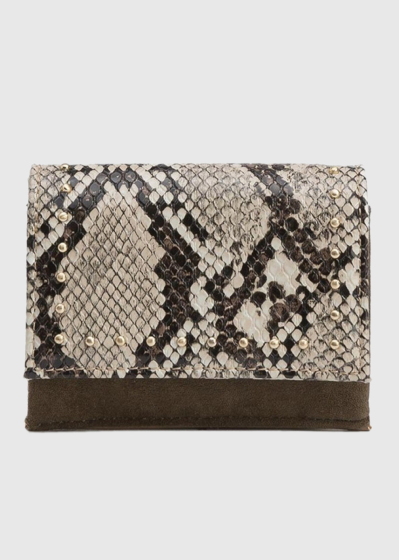 Beige women's wallet in animal print