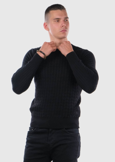Federico black mens texture sweater