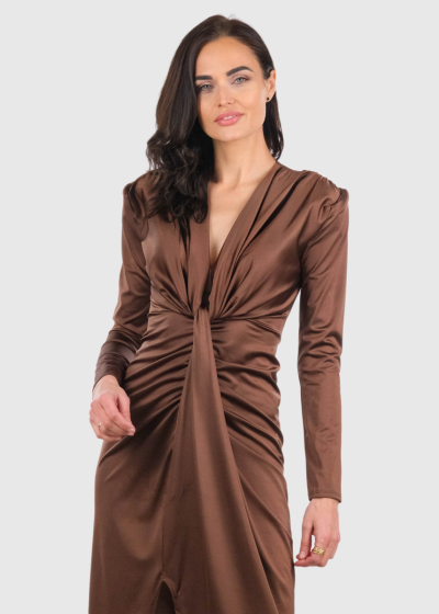 Zlata dark brown long sleeve evening dress