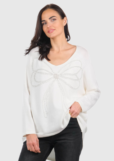 Celester white appliqued sweater 