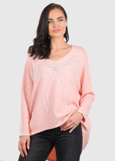 Celester pink appliqued sweater 
