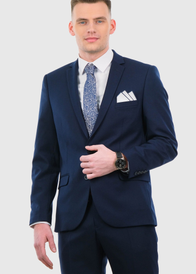 Raffi Slim Fit dark blue woolen men's suit