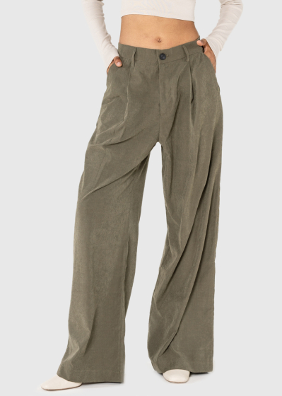 Simran khaki women's wide leg pants