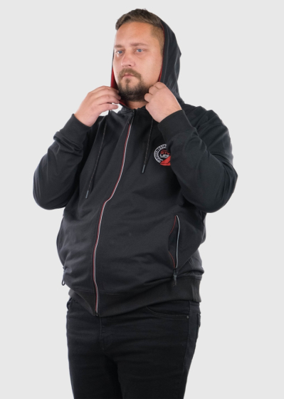 Cleto Plus Size black sweater with a hood