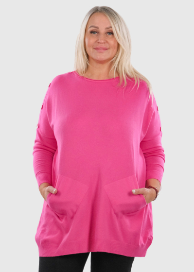 Samara Plus Size pink sweater with pockets