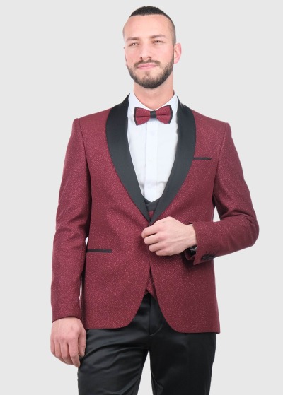 Telly Slim Fit red sparkle men's suit