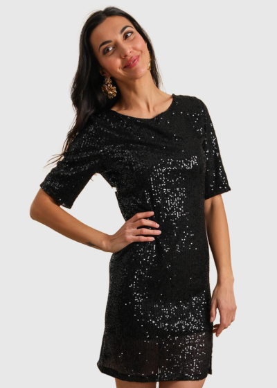Arina black short sparkle evening dress
