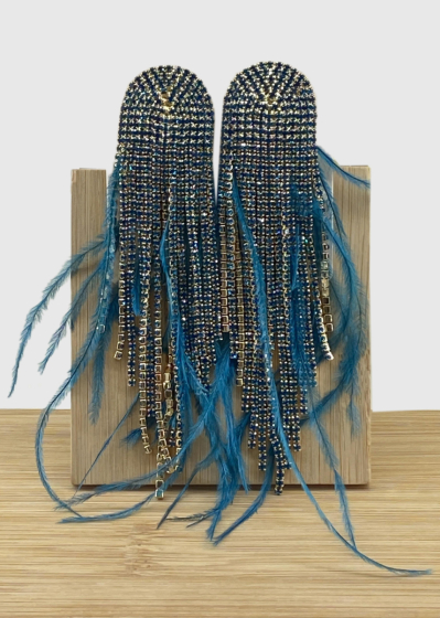 Avantika blue feather earrings