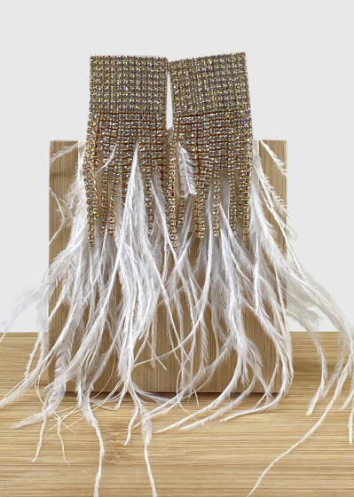 Avantika white feather earrings