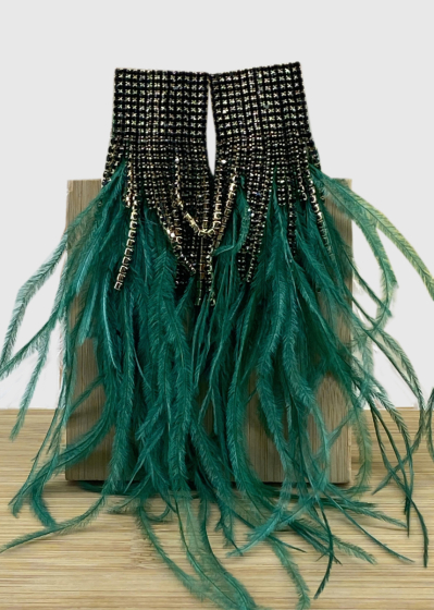 Avantika green feather earrings