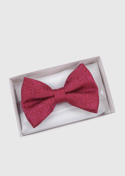 Dark pink bow tie with a print