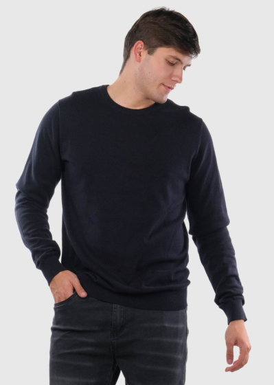 Ettore Plus Size dark blue men's round neck sweater