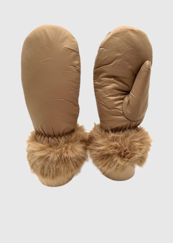 Madi beige fur inserts gloves